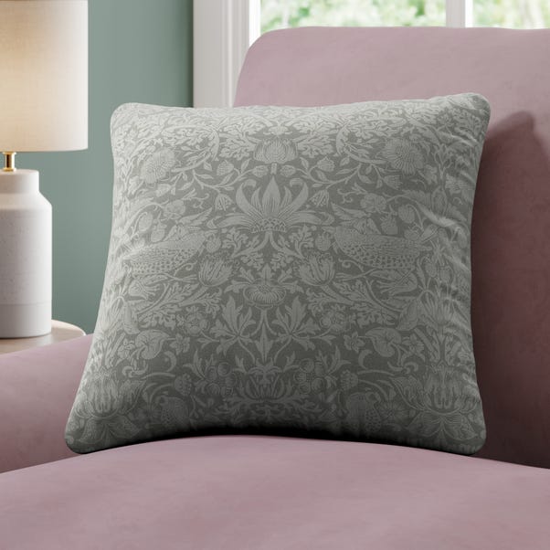 William Morris At Home Strawberry Thief Tonal Made To Order Cushion Cover Strawberry Thief Tonal Charcoal
