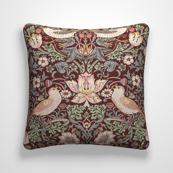 William Morris At Home Strawberry Thief 100% Cotton Made To Order Cushion Cover Strawberry Thief Merlot