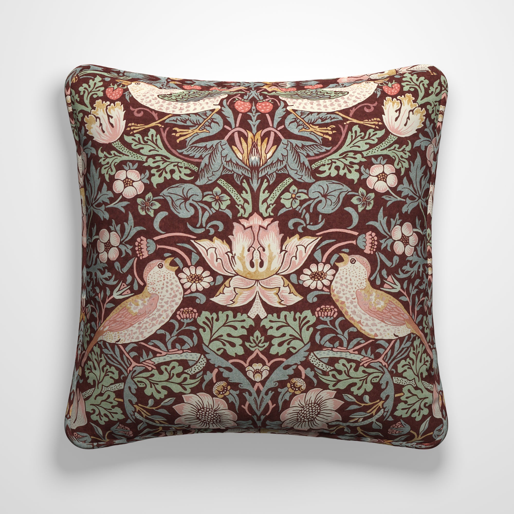 William Morris At Home Strawberry Thief Made To Order Cushion Cover Strawberry Thief Merlot