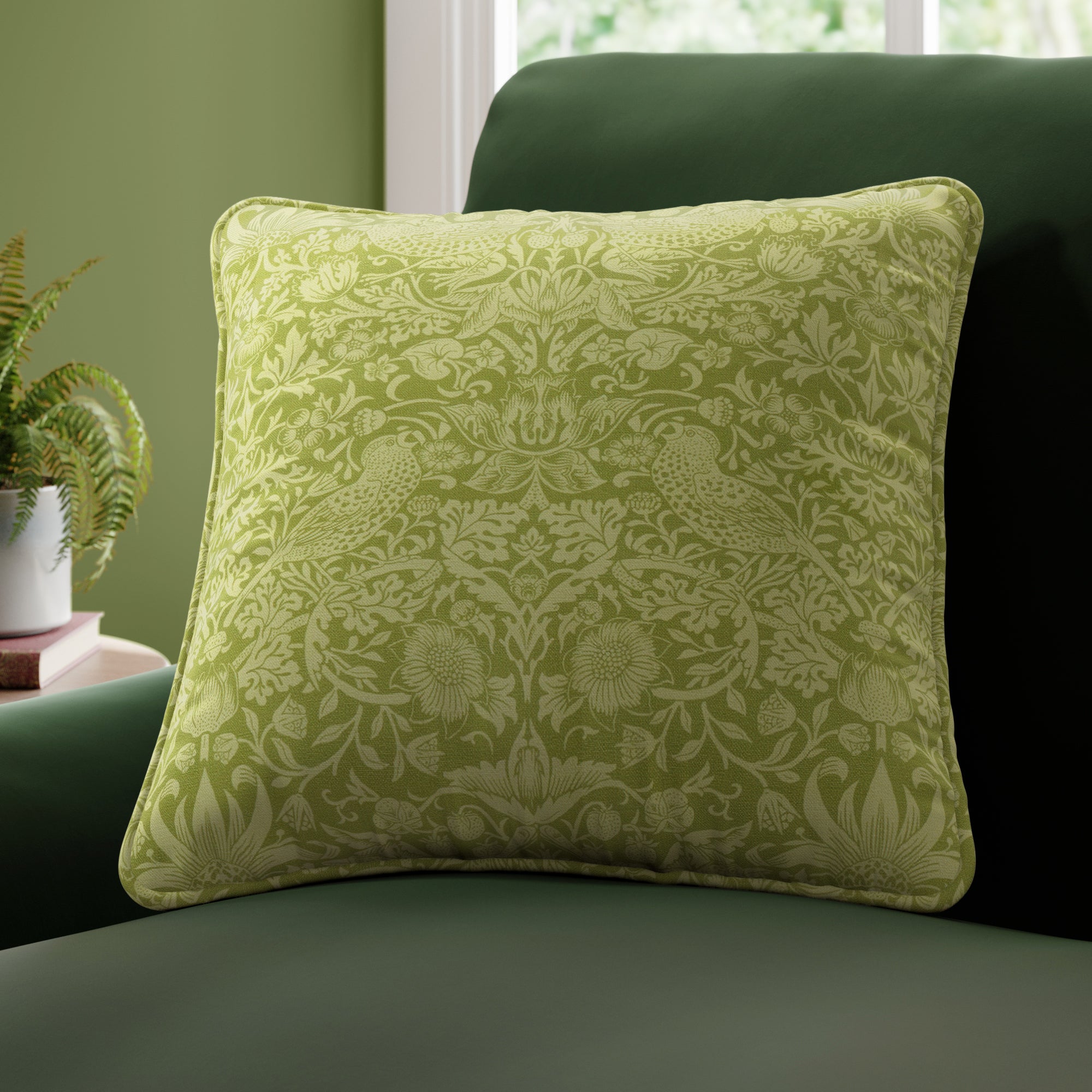 William Morris At Home Strawberry Thief Tonal Made To Order Cushion Cover Strawberry Thief Tonal Apple