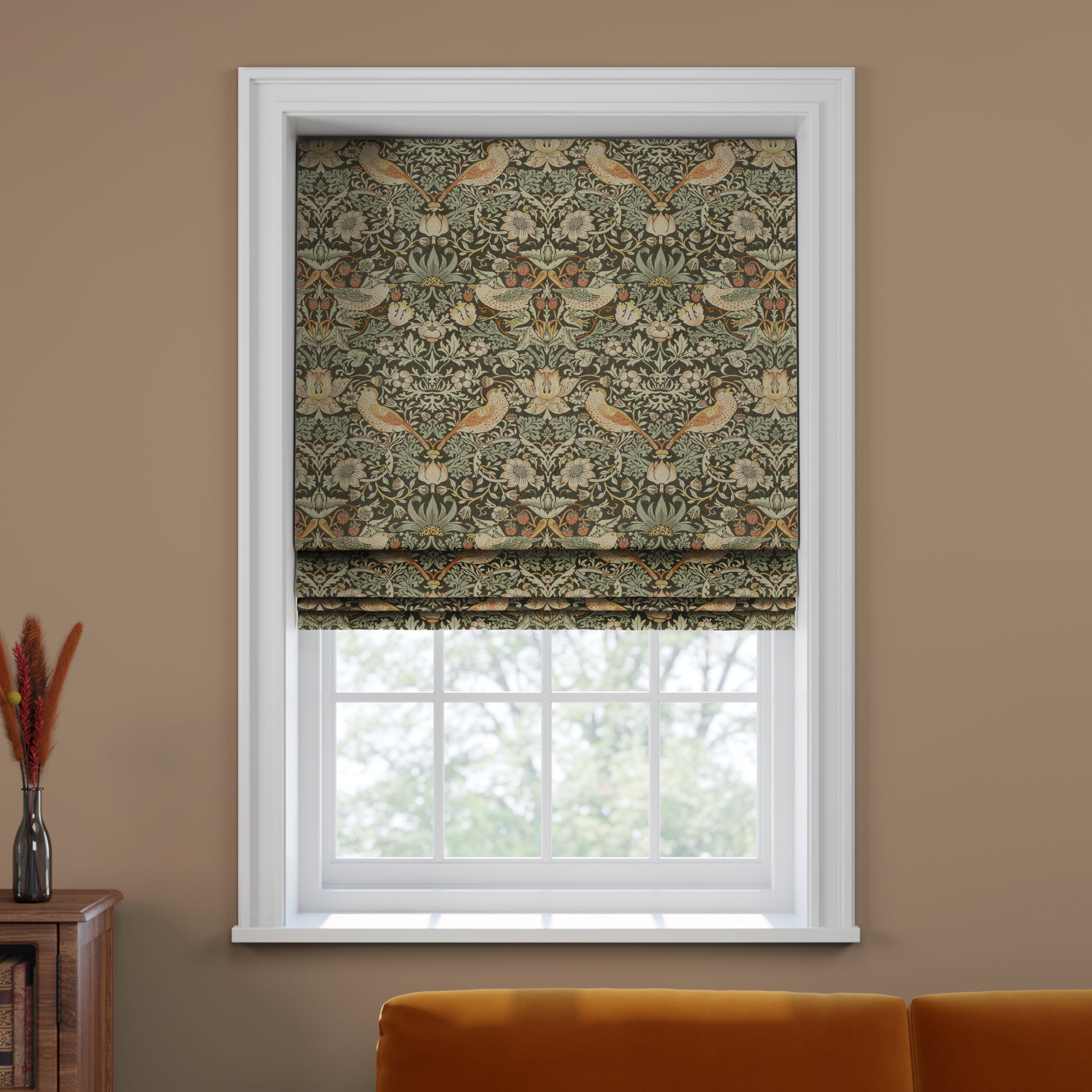 William Morris At Home Strawberry Thief Made To Measure Roman Blind Strawberry Thief Clay