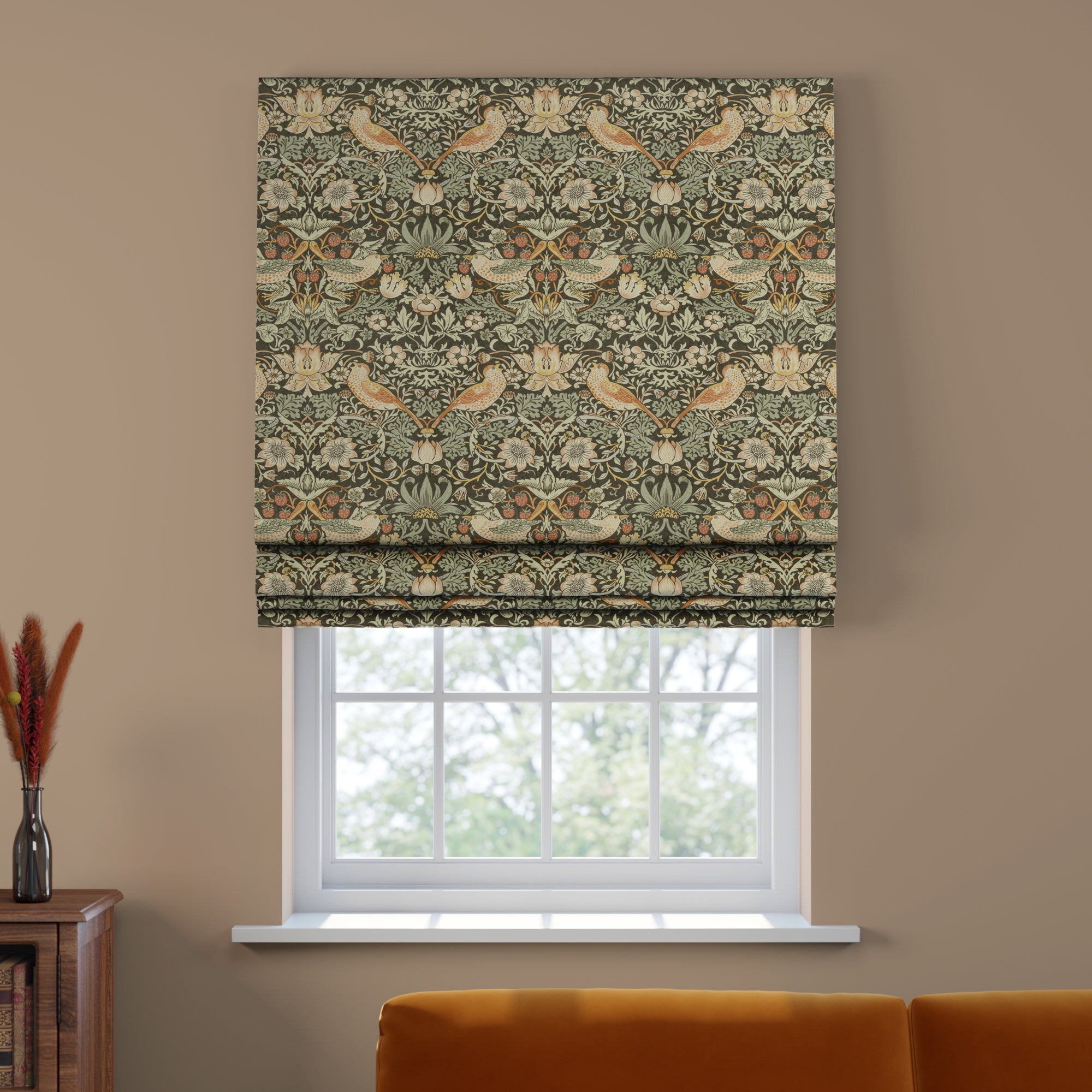 William Morris At Home Strawberry Thief Made To Measure Roman Blind Strawberry Thief Clay