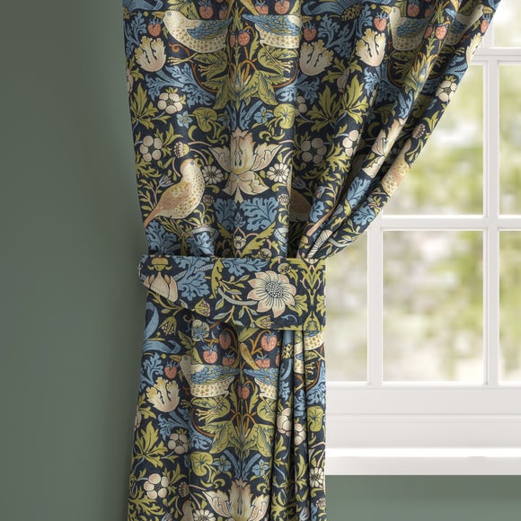 William Morris At Home Strawberry Thief Made To Order Tieback Strawberry Thief Midnight