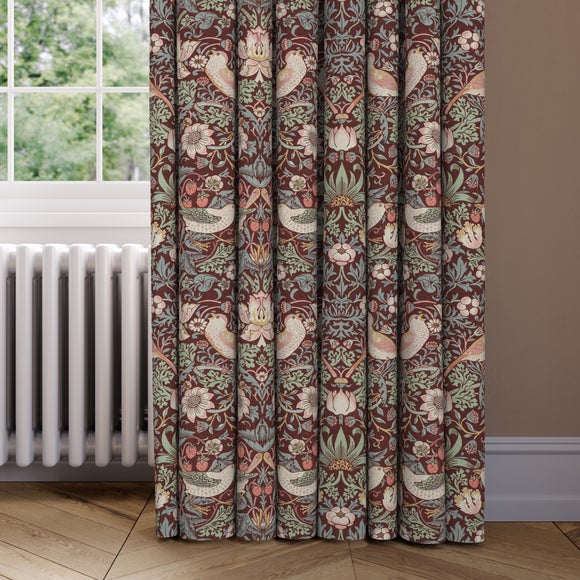 William Morris At Home Strawberry Thief 100% Cotton Made to Measure Curtains Strawberry Thief Merlot