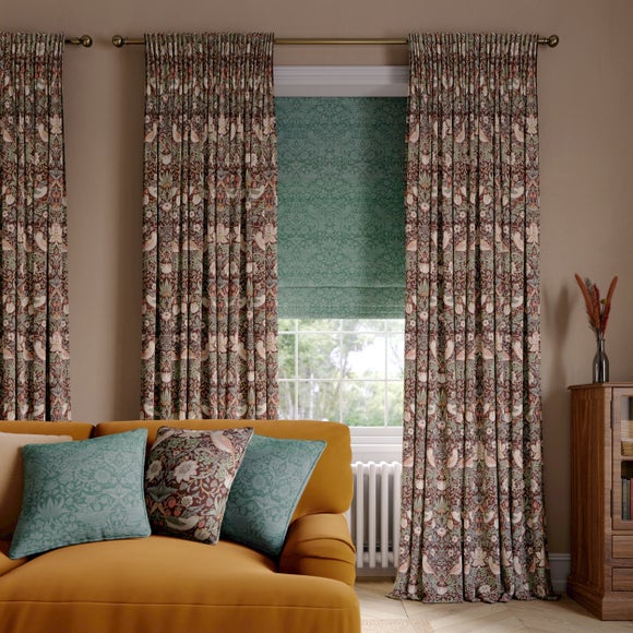 William Morris At Home Strawberry Thief 100% Cotton Made to Measure Curtains Strawberry Thief Merlot
