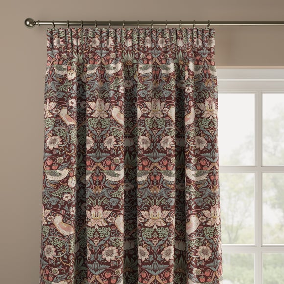 William Morris At Home Strawberry Thief 100% Cotton Made to Measure Curtains Strawberry Thief Merlot