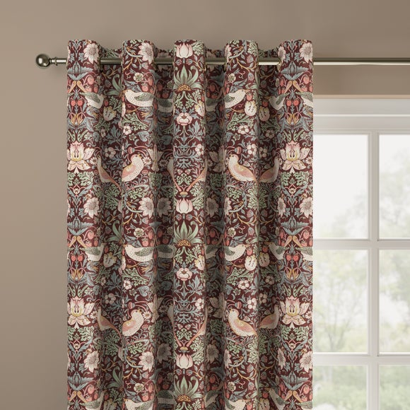 William Morris At Home Strawberry Thief 100% Cotton Made to Measure Curtains Strawberry Thief Merlot