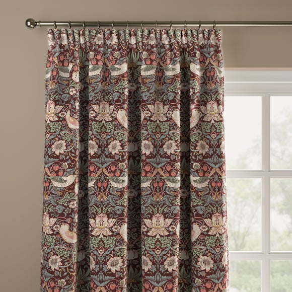 William Morris At Home Strawberry Thief 100% Cotton Made to Measure Curtains Strawberry Thief Merlot