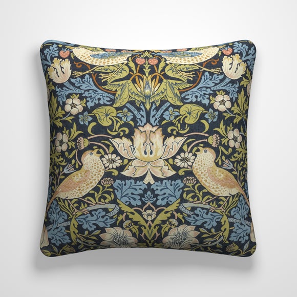 William Morris At Home Strawberry Thief 100% Cotton Made To Order Cushion Cover Strawberry Thief Midnight