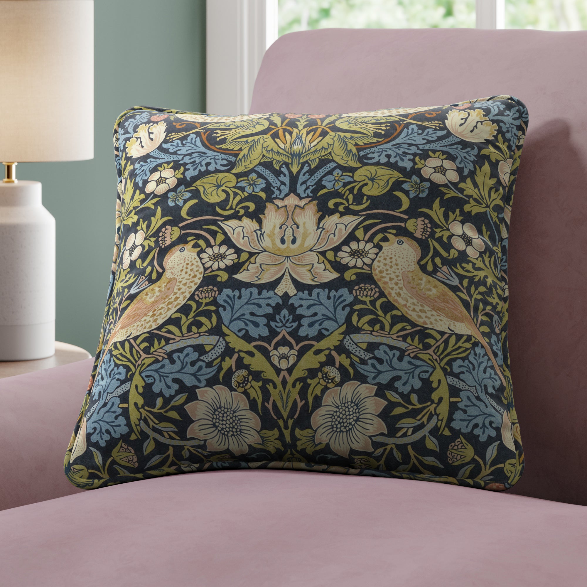 William Morris At Home Strawberry Thief Made To Order Cushion Cover
