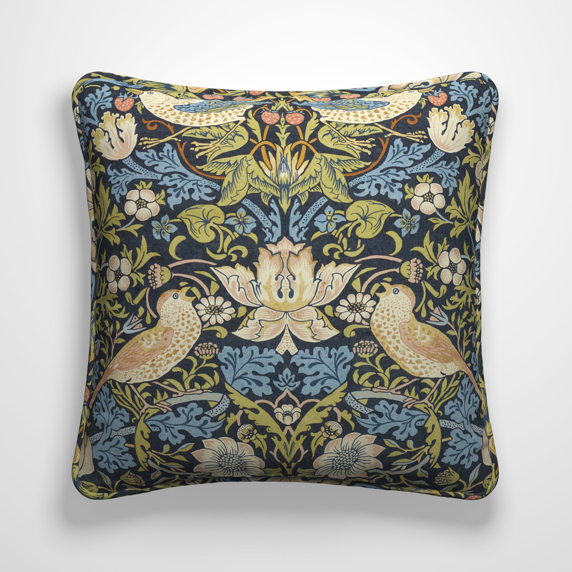 William Morris At Home Strawberry Thief Made To Order Cushion Cover Strawberry Thief Midnight