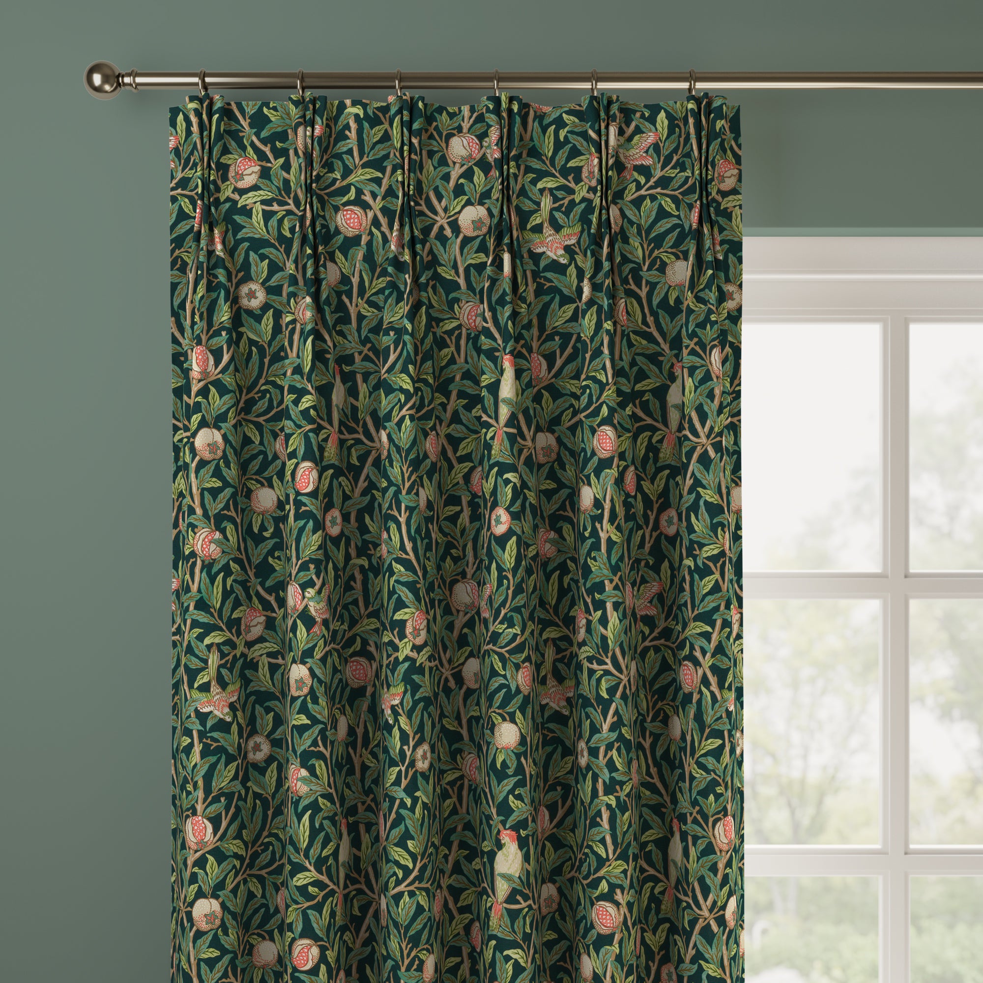 William Morris At Home Bird & Pomegranate Made to Measure Curtains Bird & Pomegranate Spruce