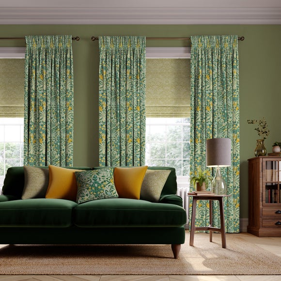 William Morris At Home Woodland Weeds Evergreen Cotton Made to Measure Curtains Woodland Weeds Evergreen