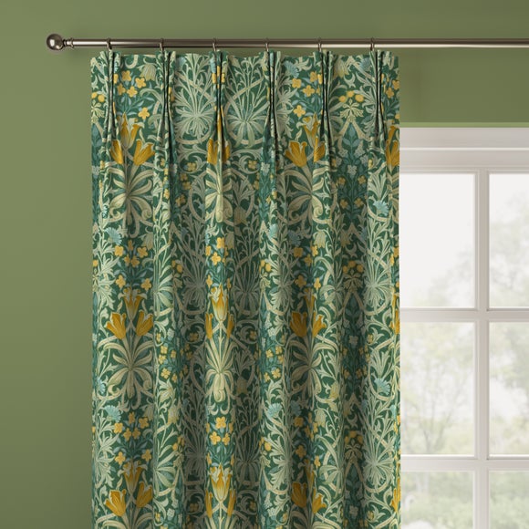 William Morris At Home Woodland Weeds Evergreen Cotton Made to Measure Curtains Woodland Weeds Evergreen