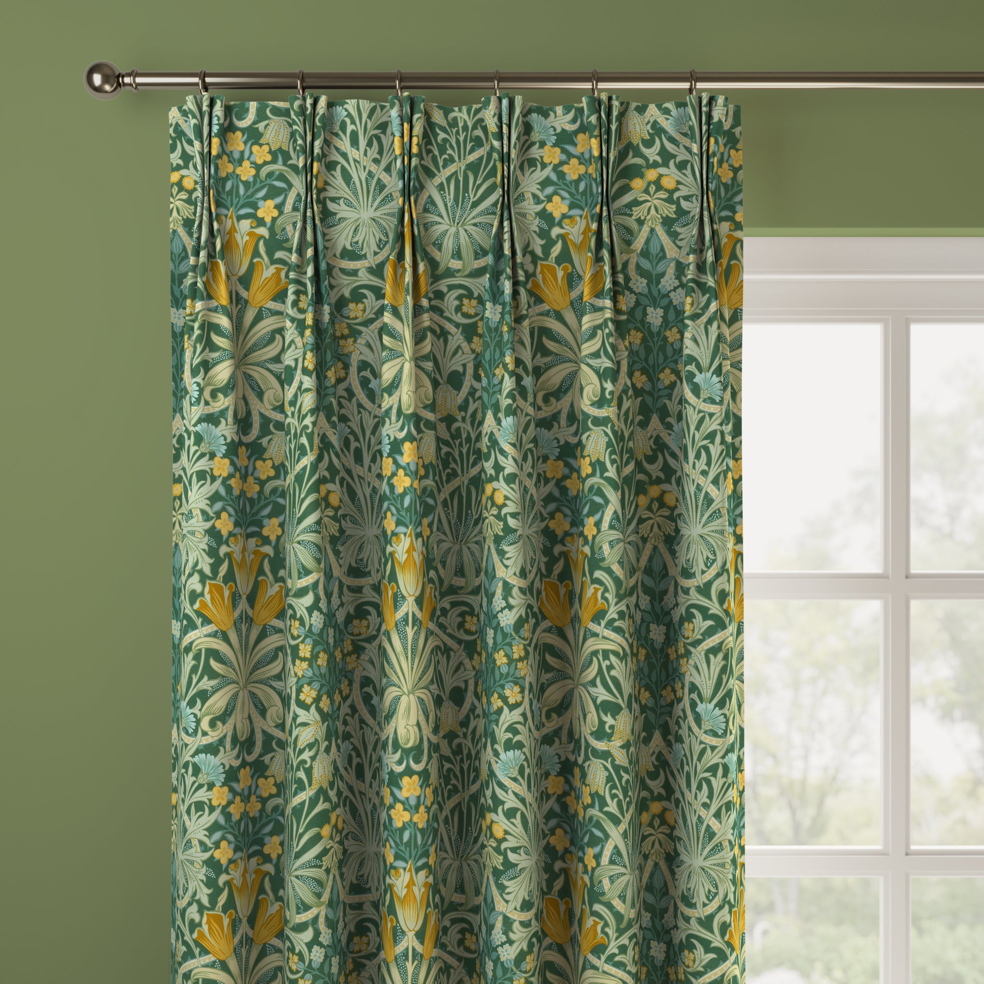 William Morris At Home Woodland Weeds Made to Measure Curtains Woodland Weeds Evergreen