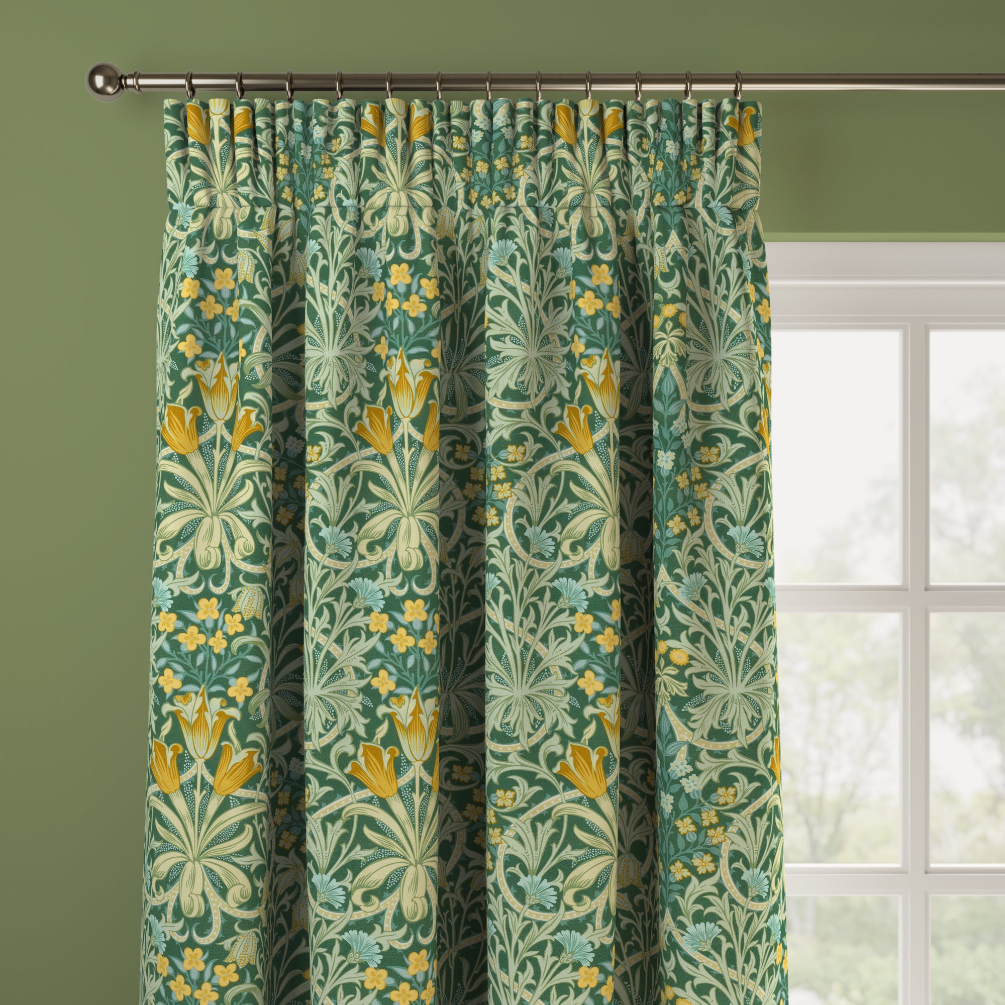 William Morris At Home Woodland Weeds Made to Measure Curtains Woodland Weeds Evergreen