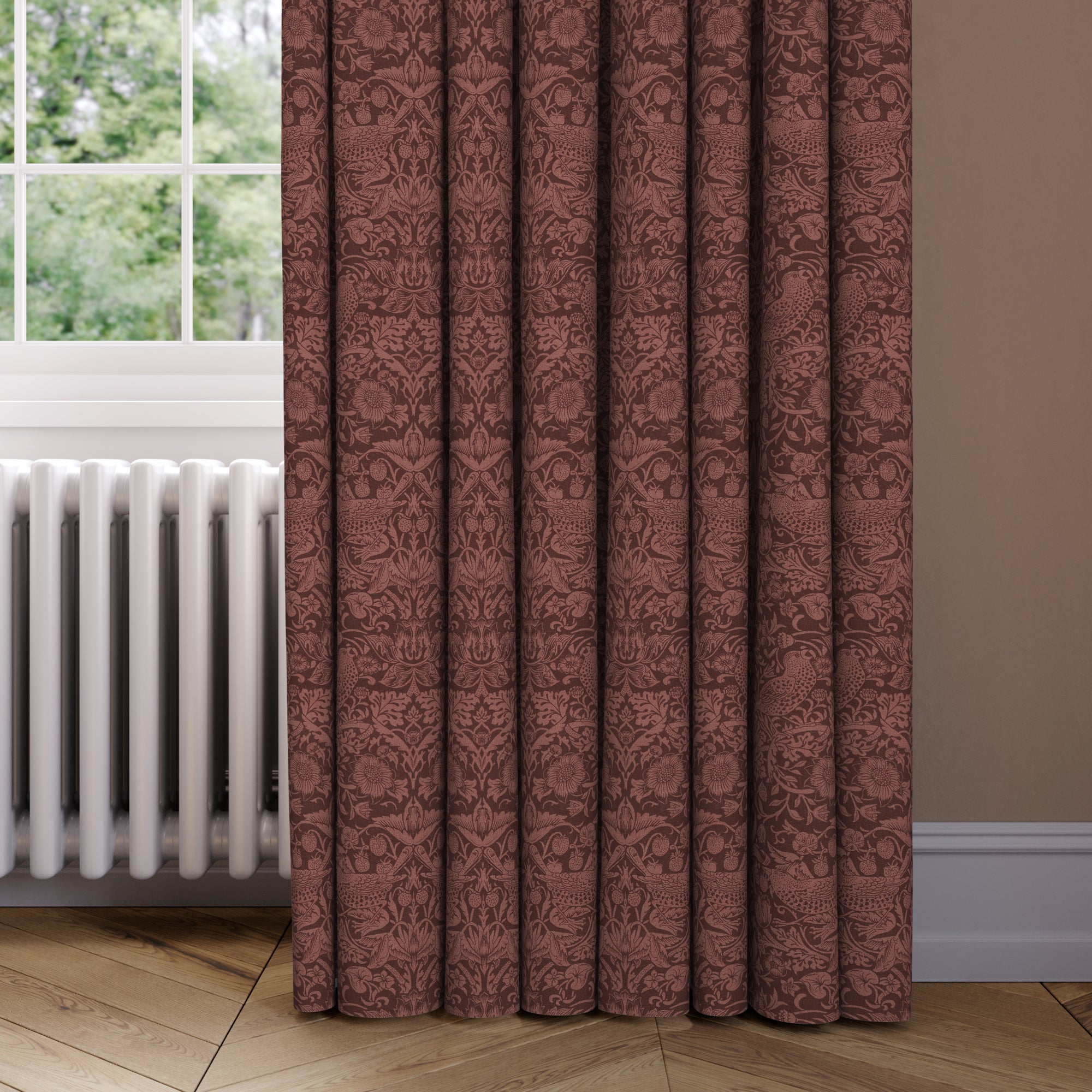 William Morris At Home Strawberry Thief Tonal Made To Measure Curtains Strawberry Thief Tonal Merlot