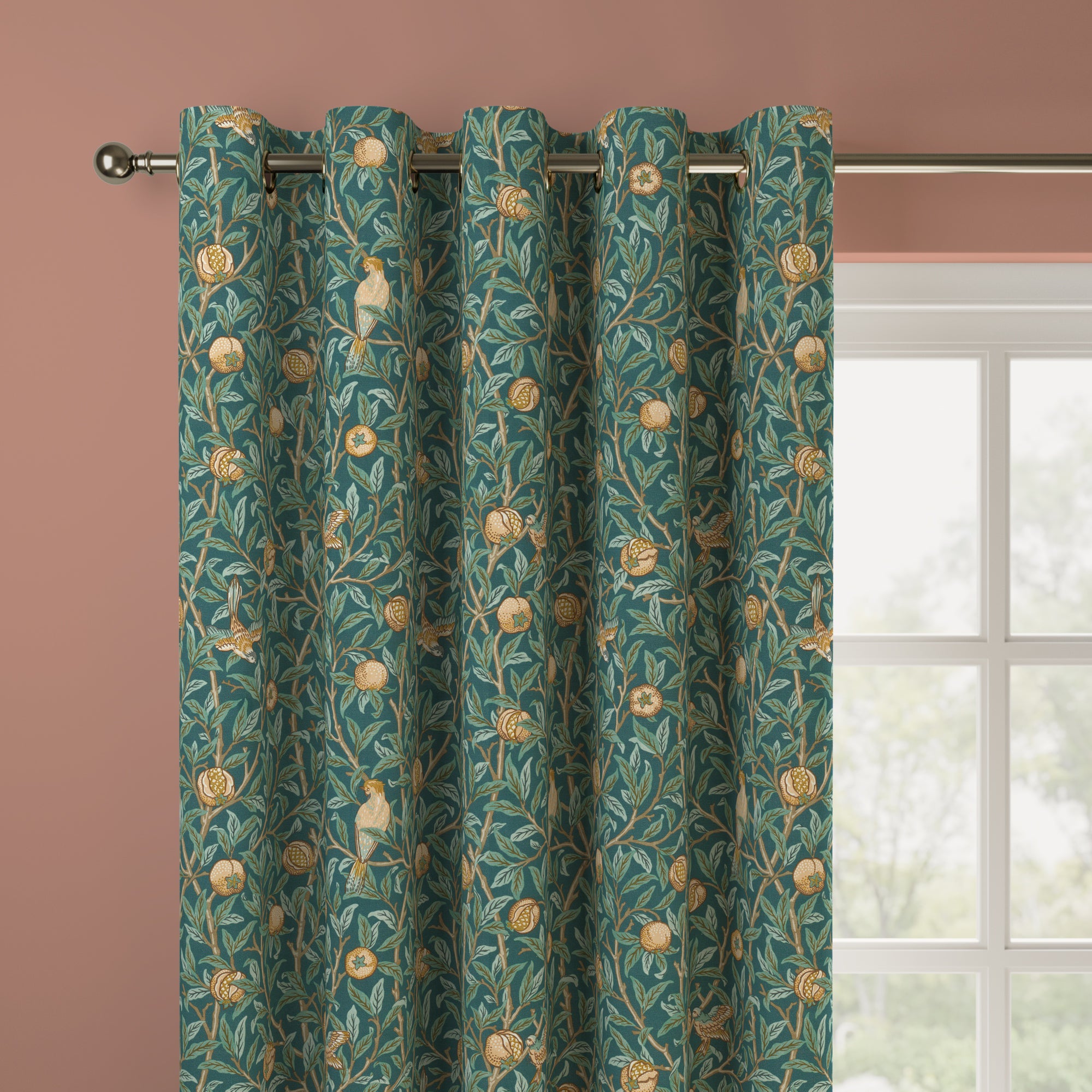 William Morris At Home Bird & Pomegranate Made to Measure Curtains Bird & Pomegranate Teal