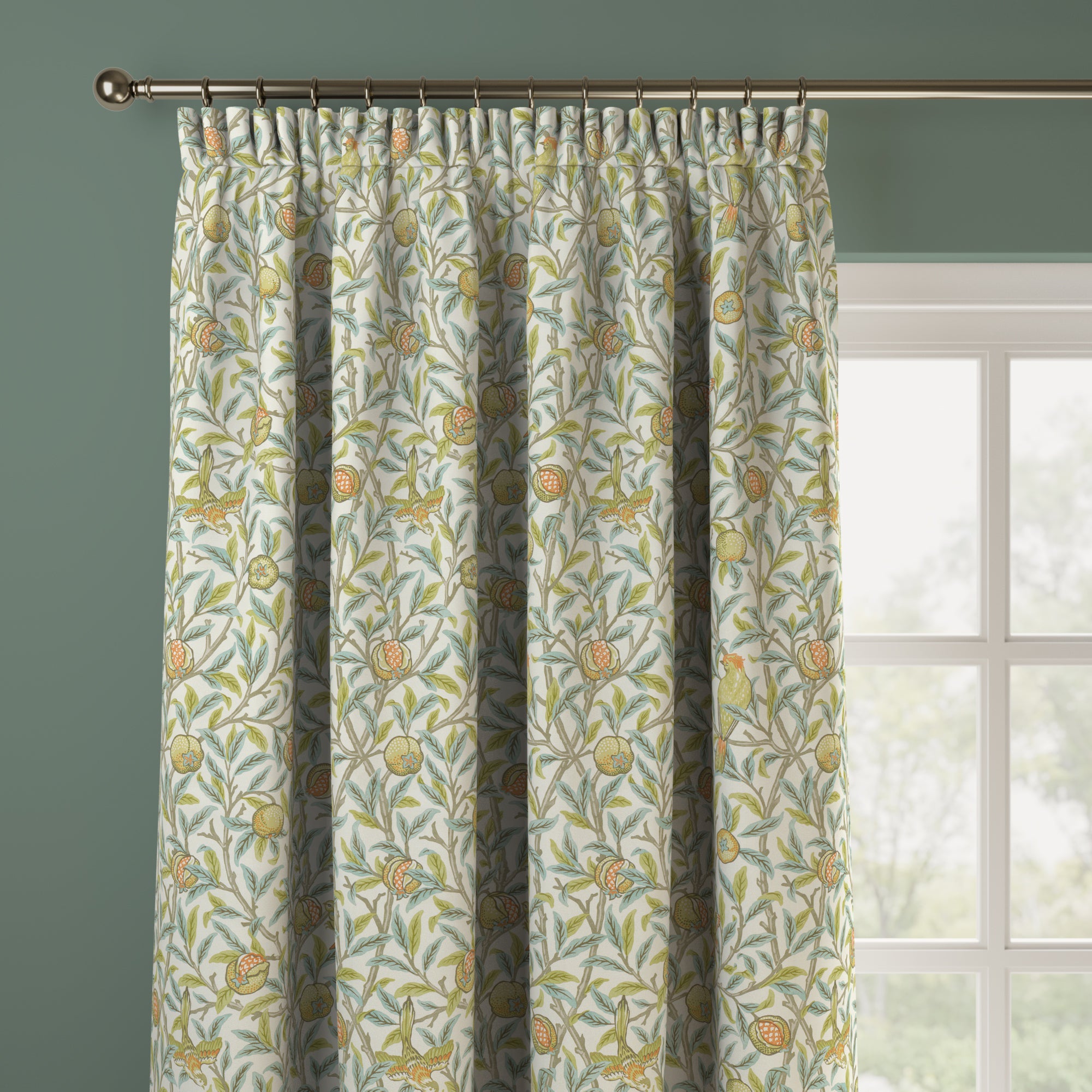 William Morris At Home Bird & Pomegranate Made to Measure Curtains Bird & Pomegranate Aqua