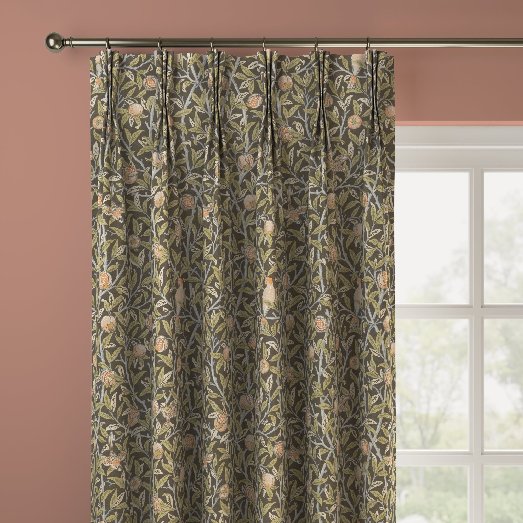 William Morris At Home Bird & Pomegranate Made to Measure Curtains Bird & Pomegranate Espresso