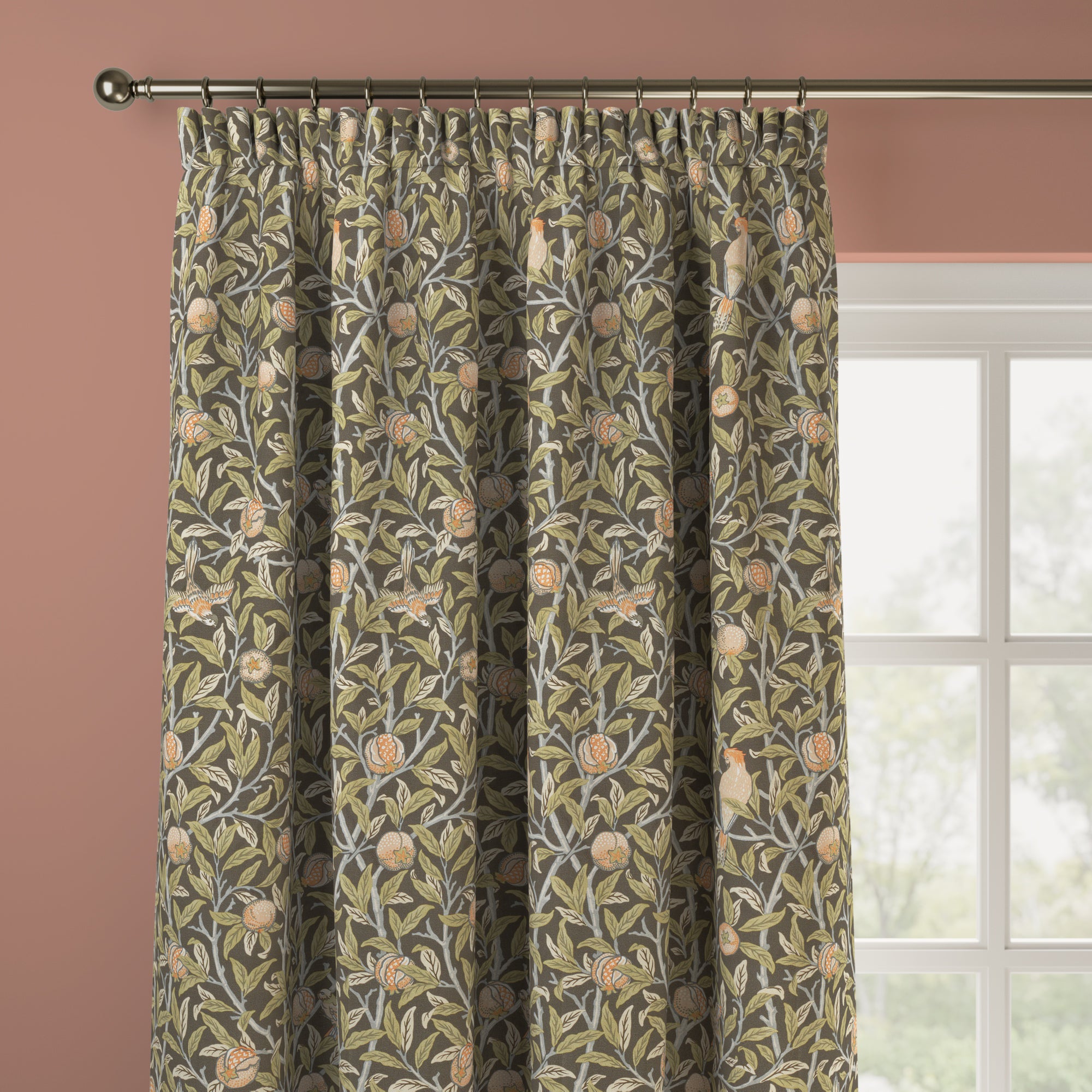 William Morris At Home Bird & Pomegranate Made to Measure Curtains Bird & Pomegranate Espresso