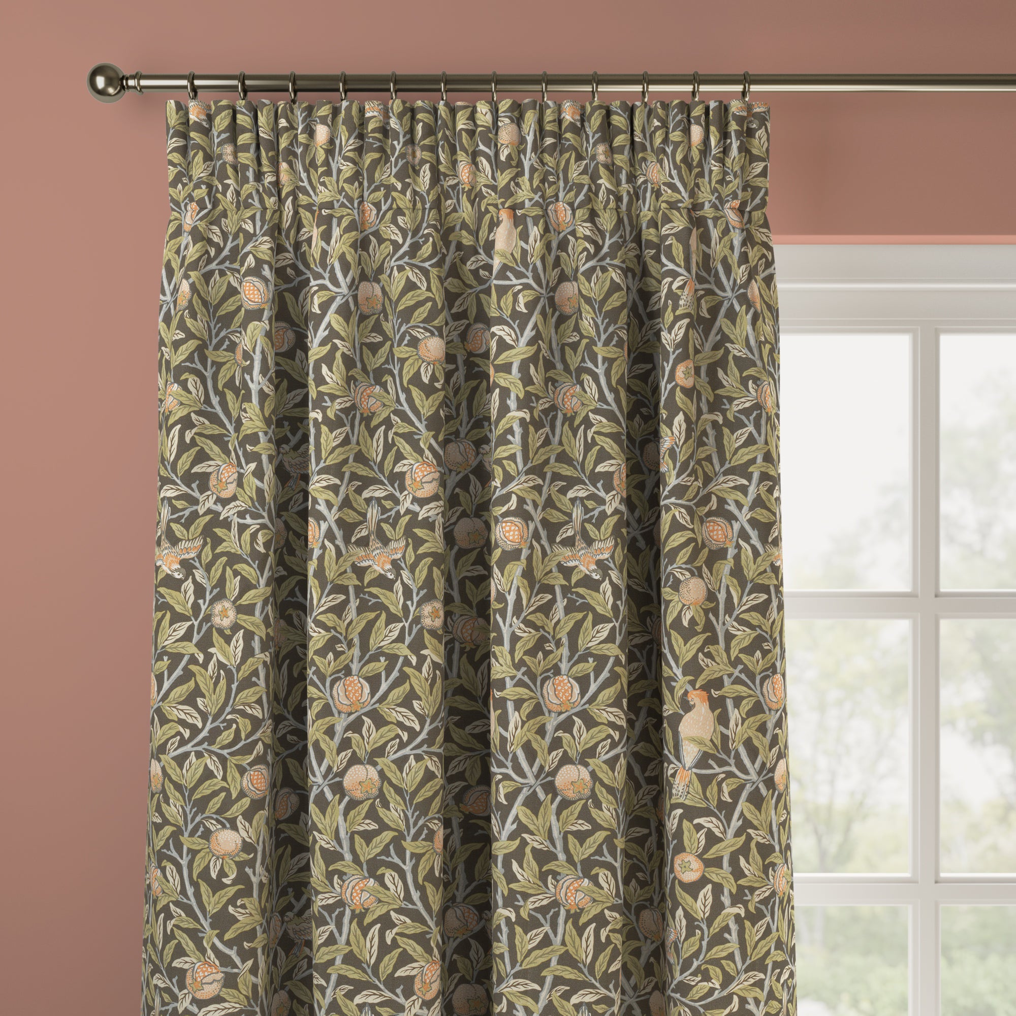 William Morris At Home Bird & Pomegranate Made to Measure Curtains Bird & Pomegranate Espresso