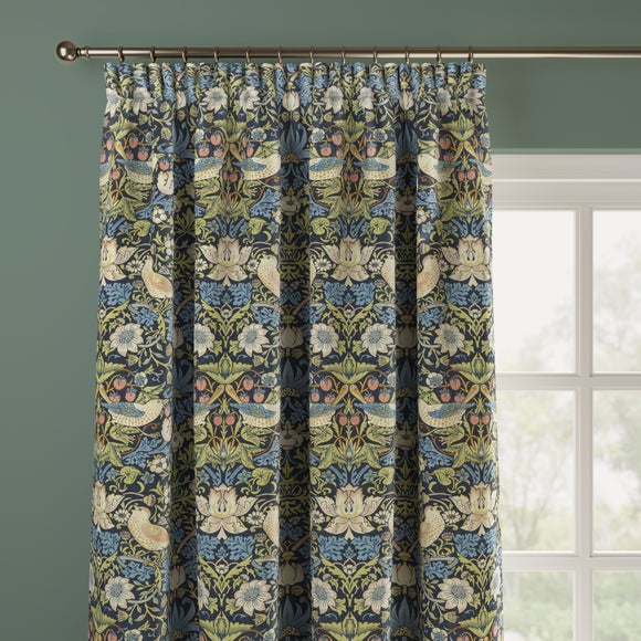 William Morris At Home Strawberry Thief 100% Cotton Made to Measure Curtains Strawberry Thief Midnight