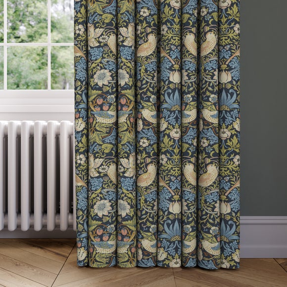 William Morris At Home Strawberry Thief 100% Cotton Made to Measure Curtains Strawberry Thief Midnight
