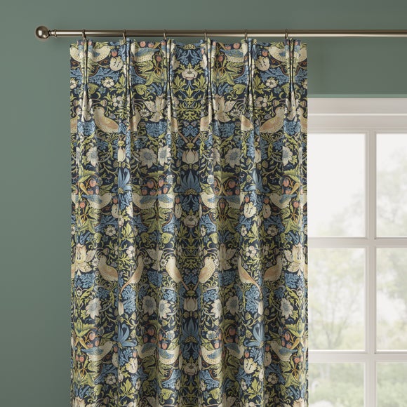 William Morris At Home Strawberry Thief 100% Cotton Made to Measure Curtains Strawberry Thief Midnight