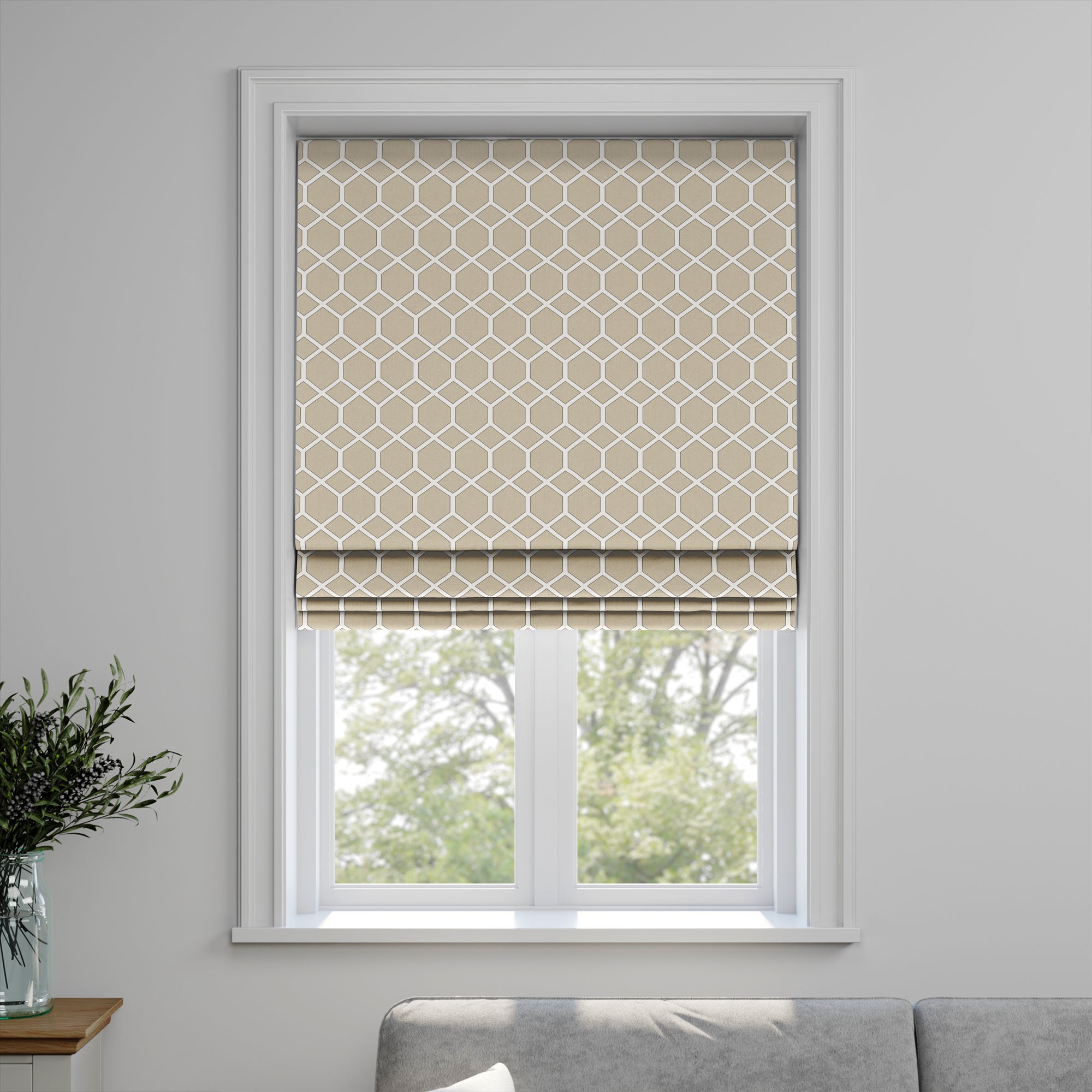 Symmetry Made to Measure Fire Retardant Roman Blind Symmetry Flax