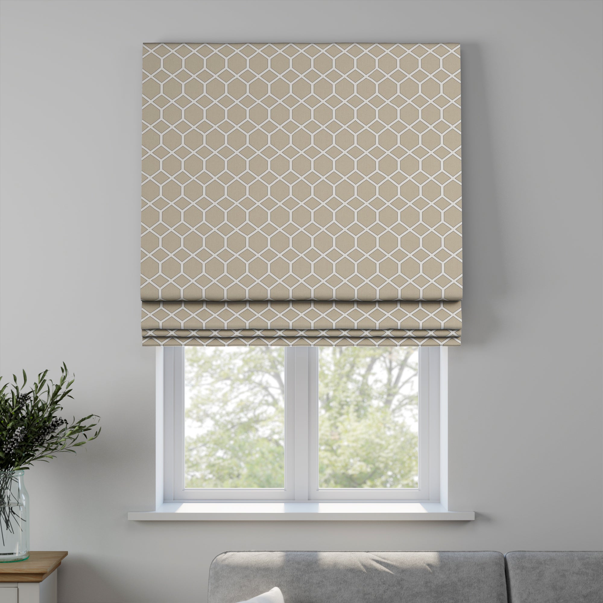 Symmetry Made to Measure Fire Retardant Roman Blind Symmetry Flax