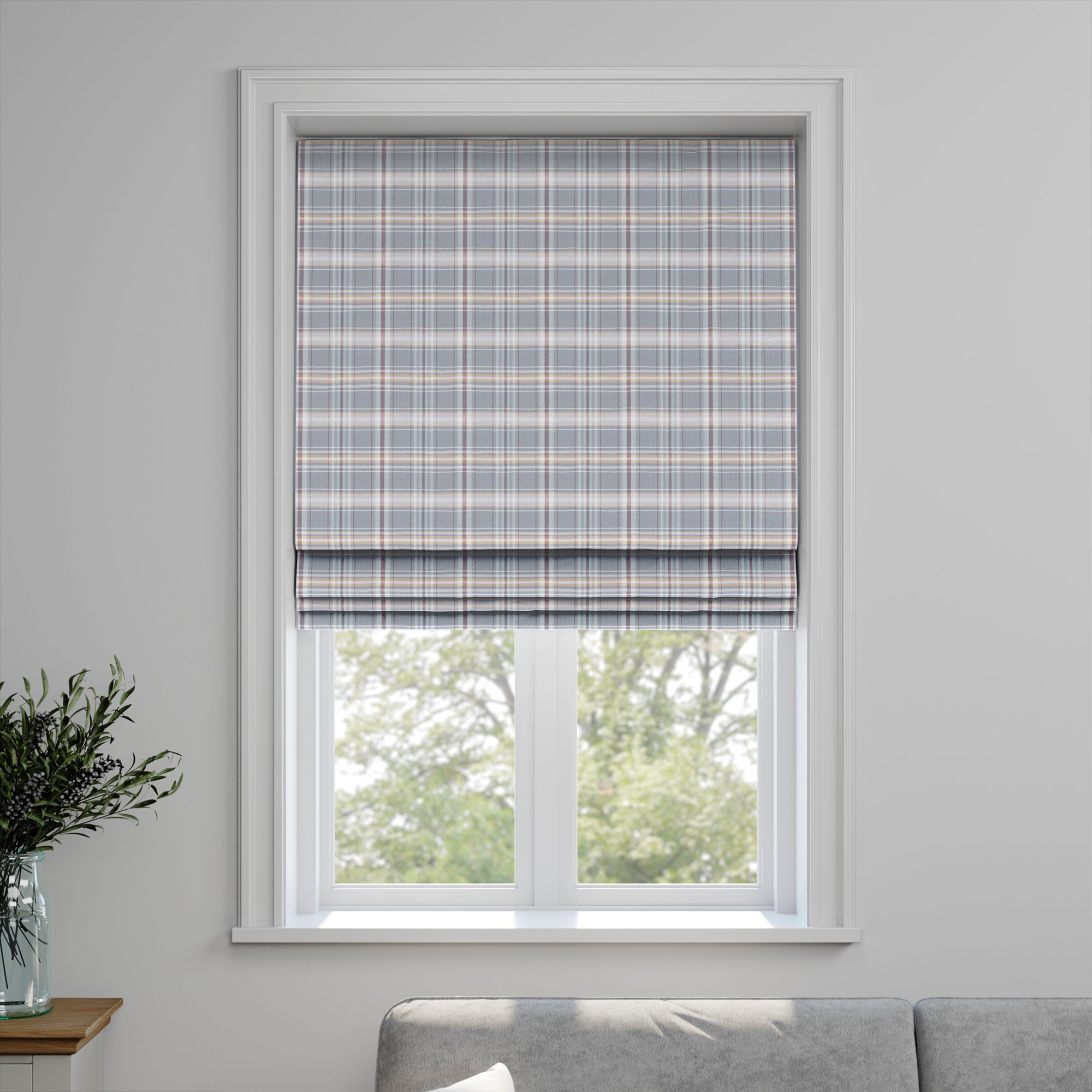 Esk Made to Measure Fire Retardant Roman Blind Esk Slate Blue