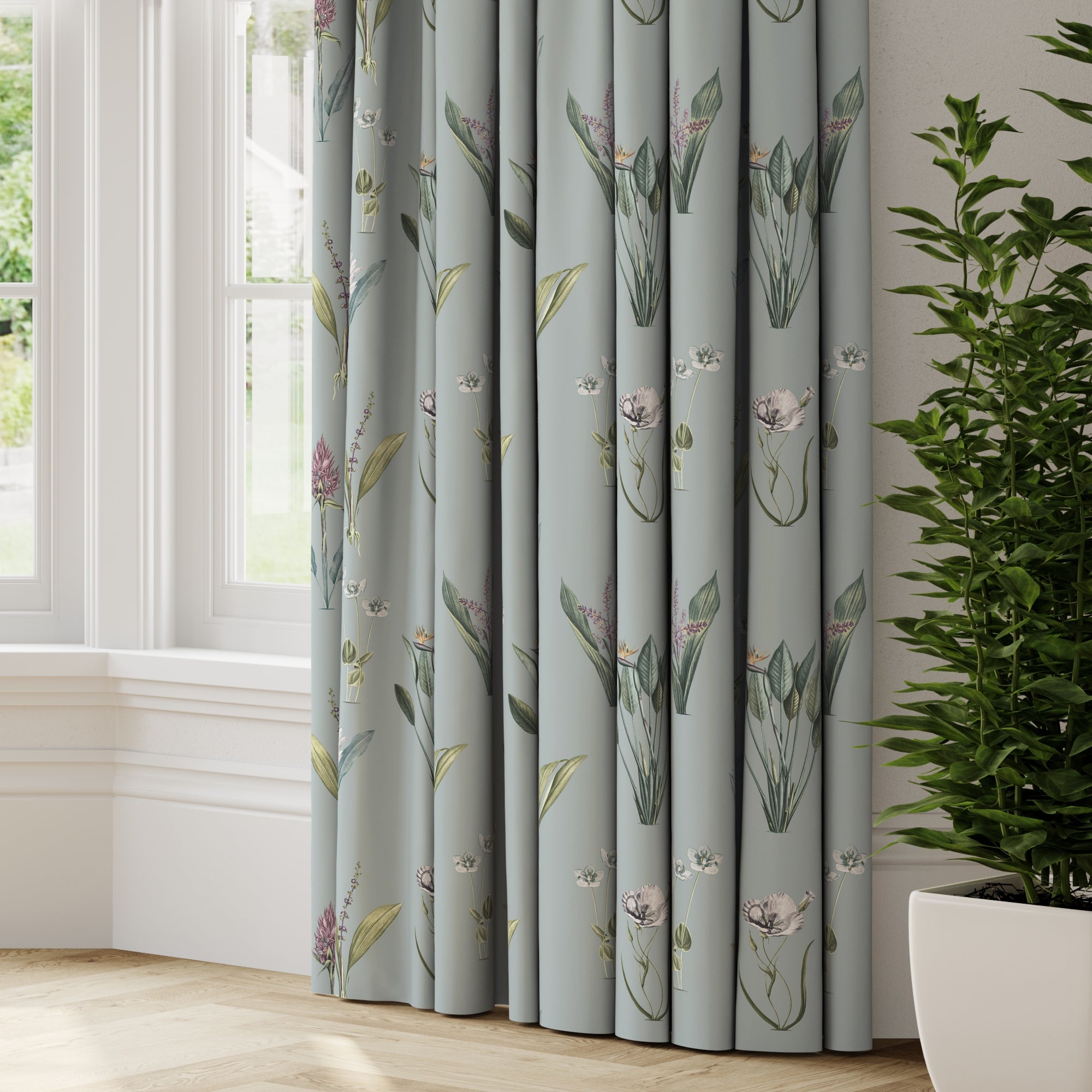 Ava Made to Measure Fire Retardant Curtains Green