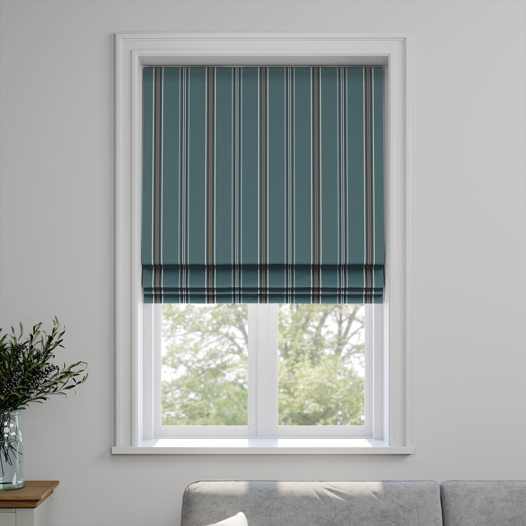 Treasure Made to Measure Fire Retardant Roman Blind Treasure Peacock