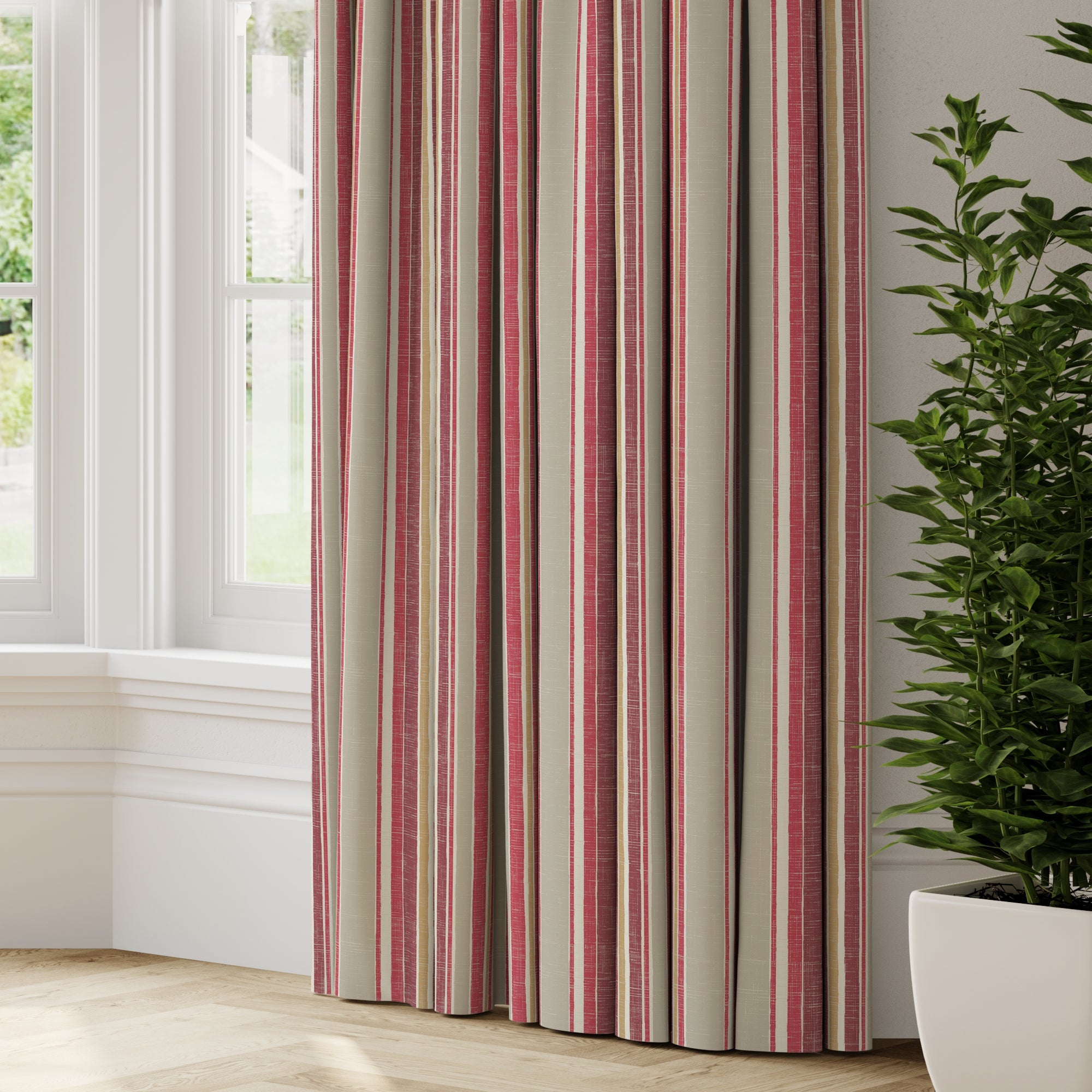 Midsummer Made to Measure Fire Retardant Curtains Red/Green