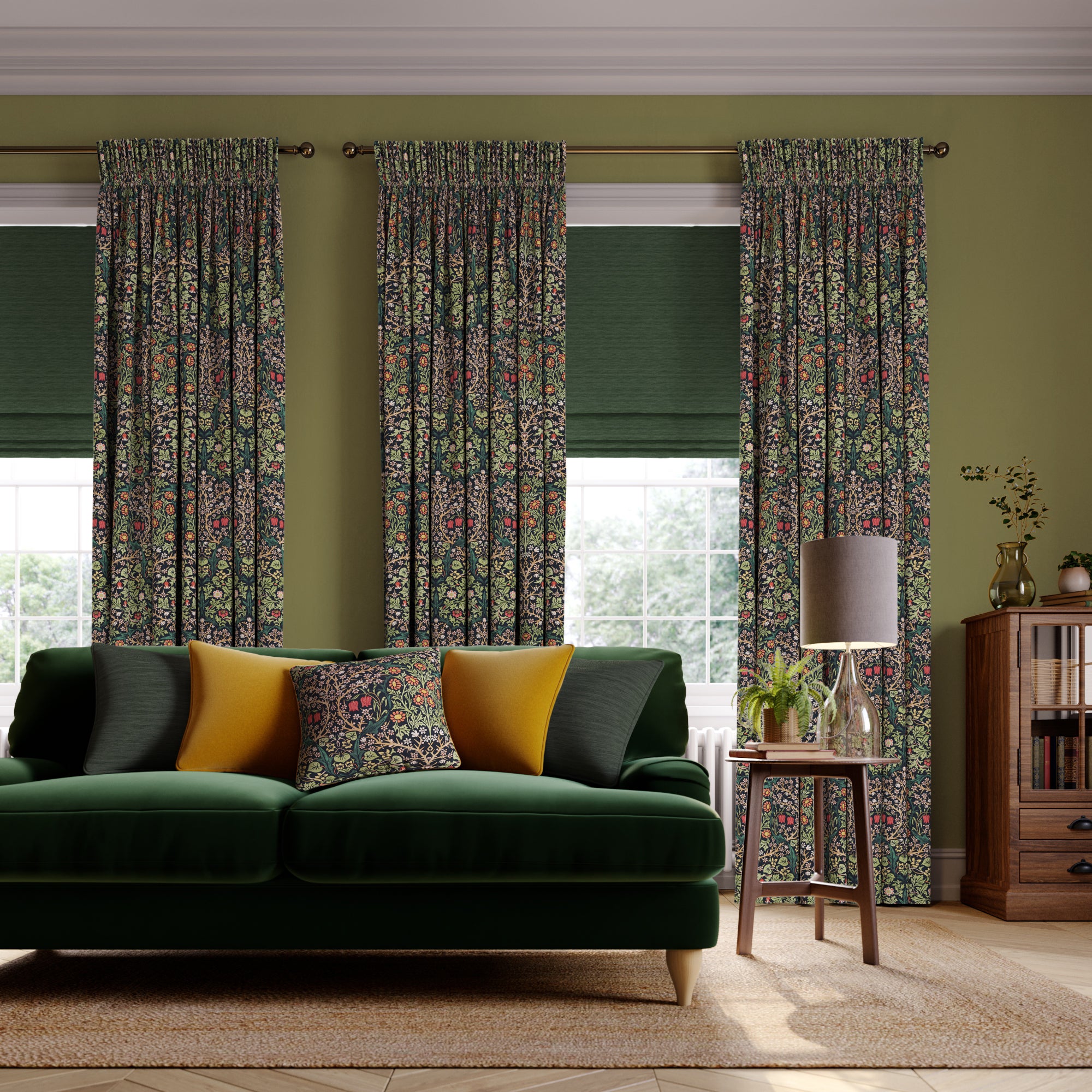 William Morris At Home Blackthorn Velvet Made to Measure Curtains Blackthorn Velvet Forest