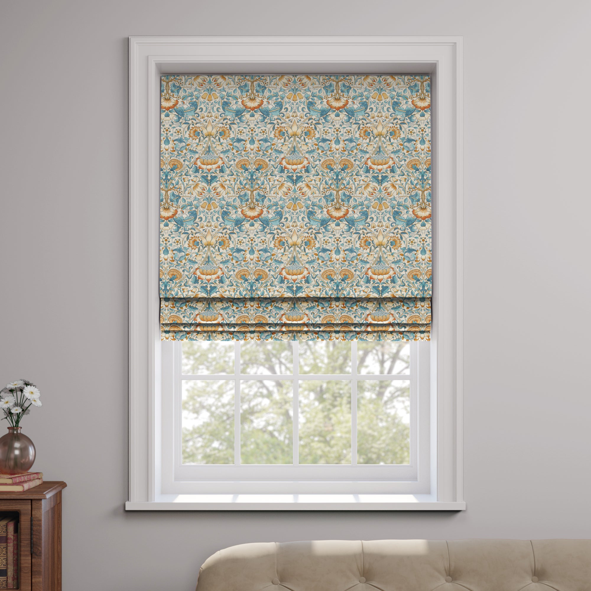 William Morris At Home Lodden Made To Measure Roman Blind Lodden Rust