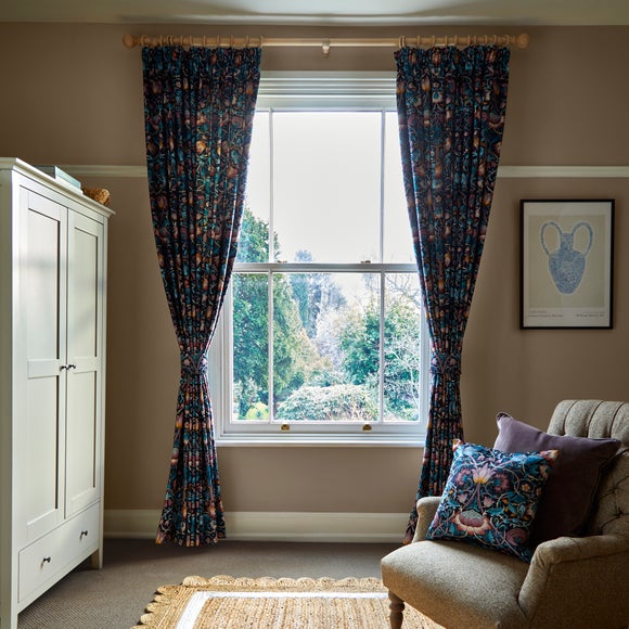 William Morris At Home Lodden Velvet Made to Measure Curtains Lodden Velvet Navy Blue