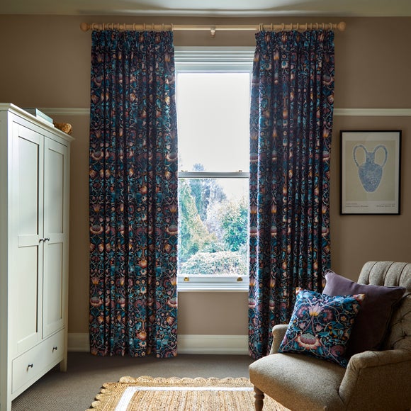 William Morris At Home Lodden Velvet Made to Measure Curtains Lodden Velvet Navy Blue