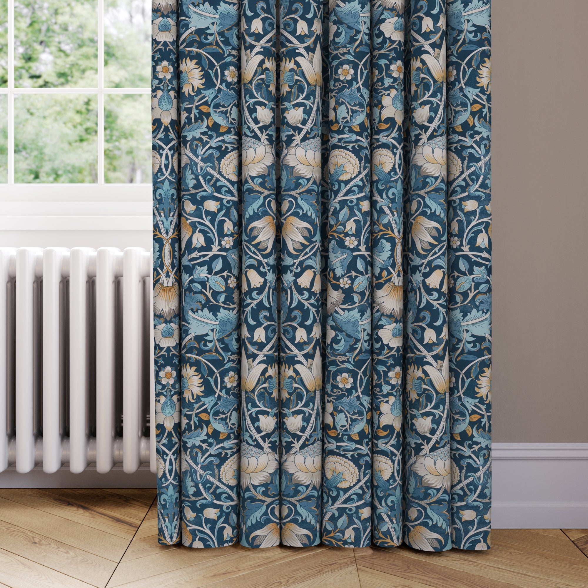 William Morris At Home Lodden Velvet Made to Measure Curtains Lodden Velvet Navy Blue