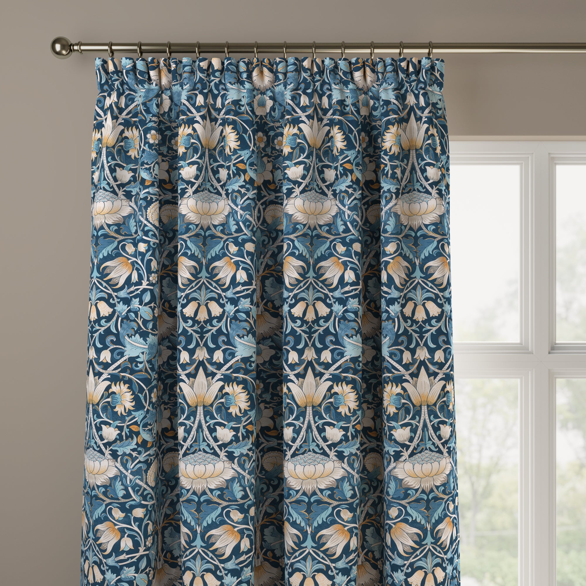 William Morris At Home Lodden Velvet Made to Measure Curtains Lodden Velvet Navy Blue