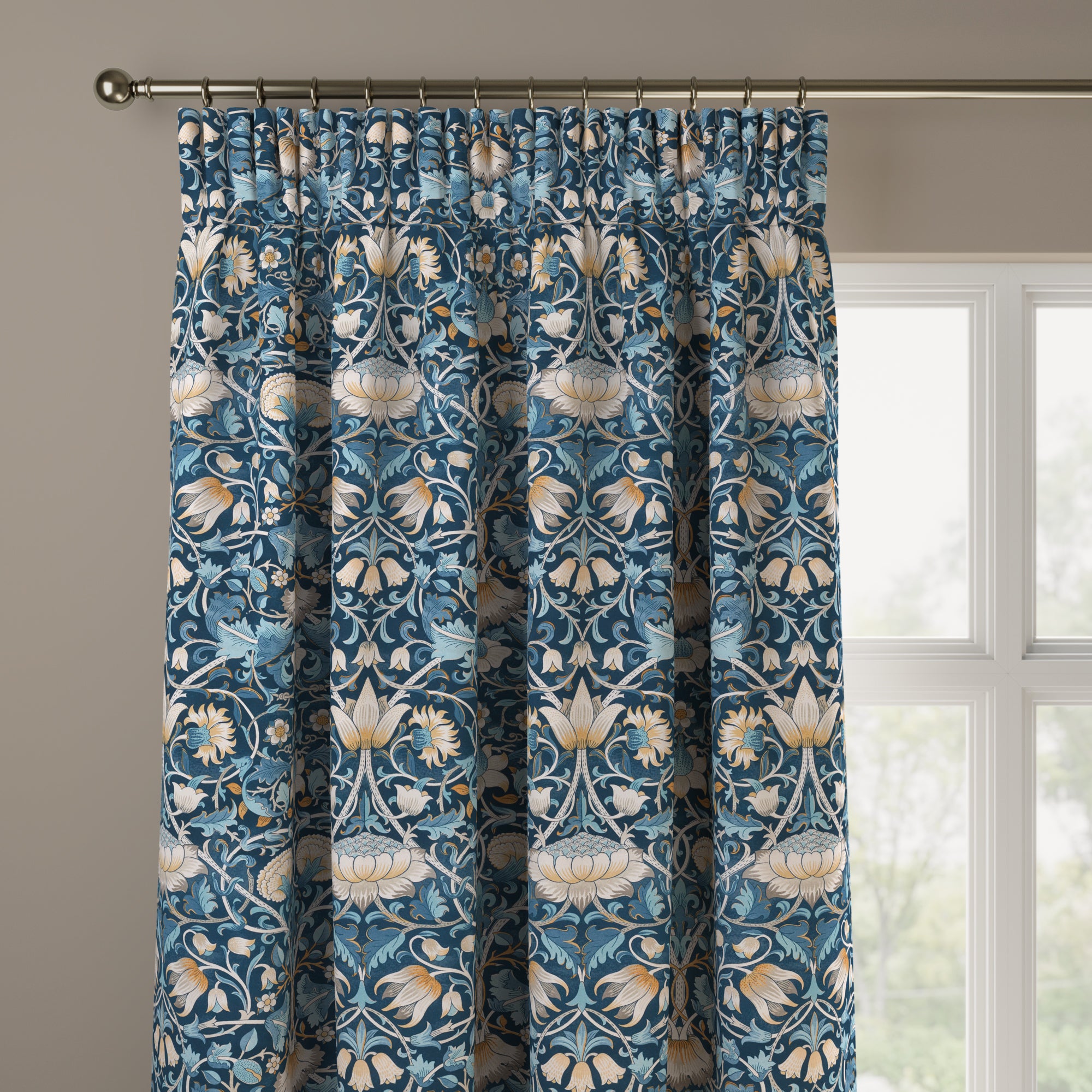 William Morris At Home Lodden Velvet Made to Measure Curtains Lodden Velvet Navy Blue