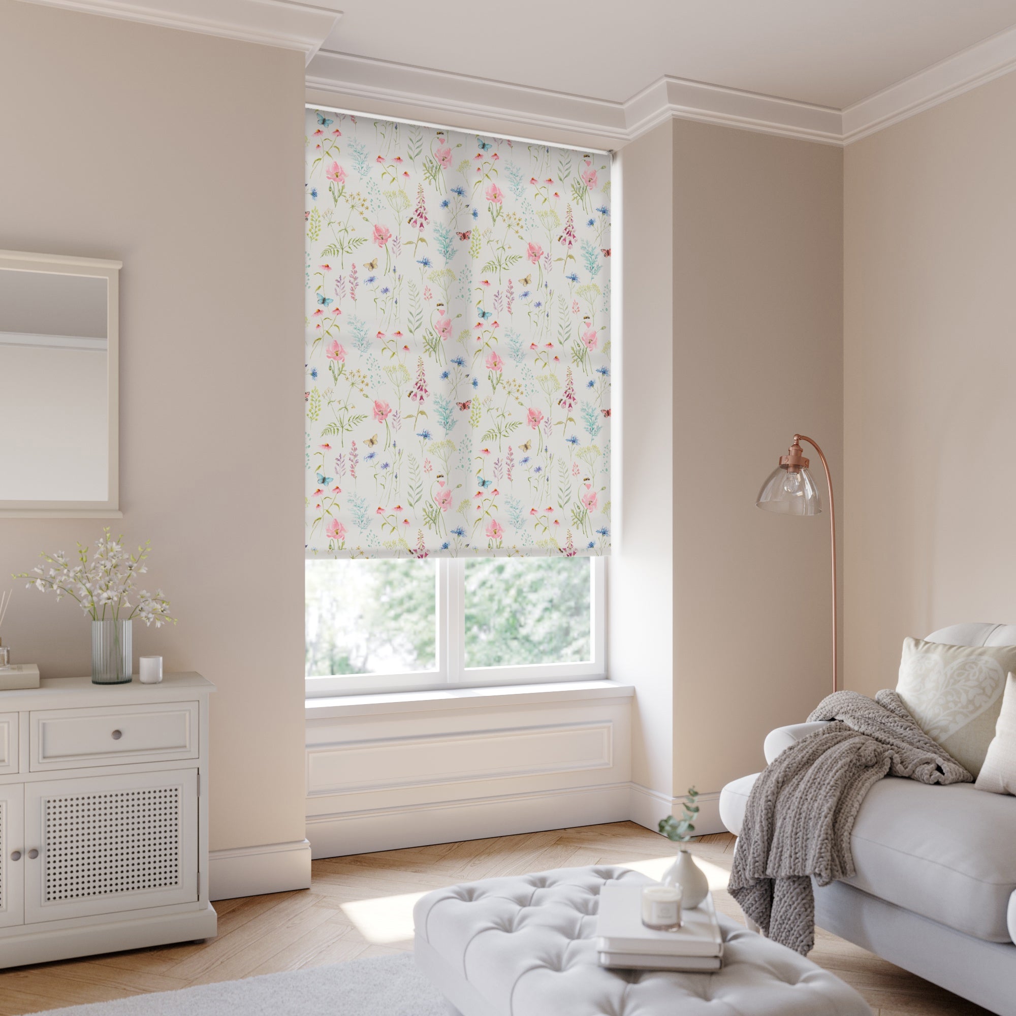 Poppy Daylight Made to Measure Roller Blind Poppies Pink