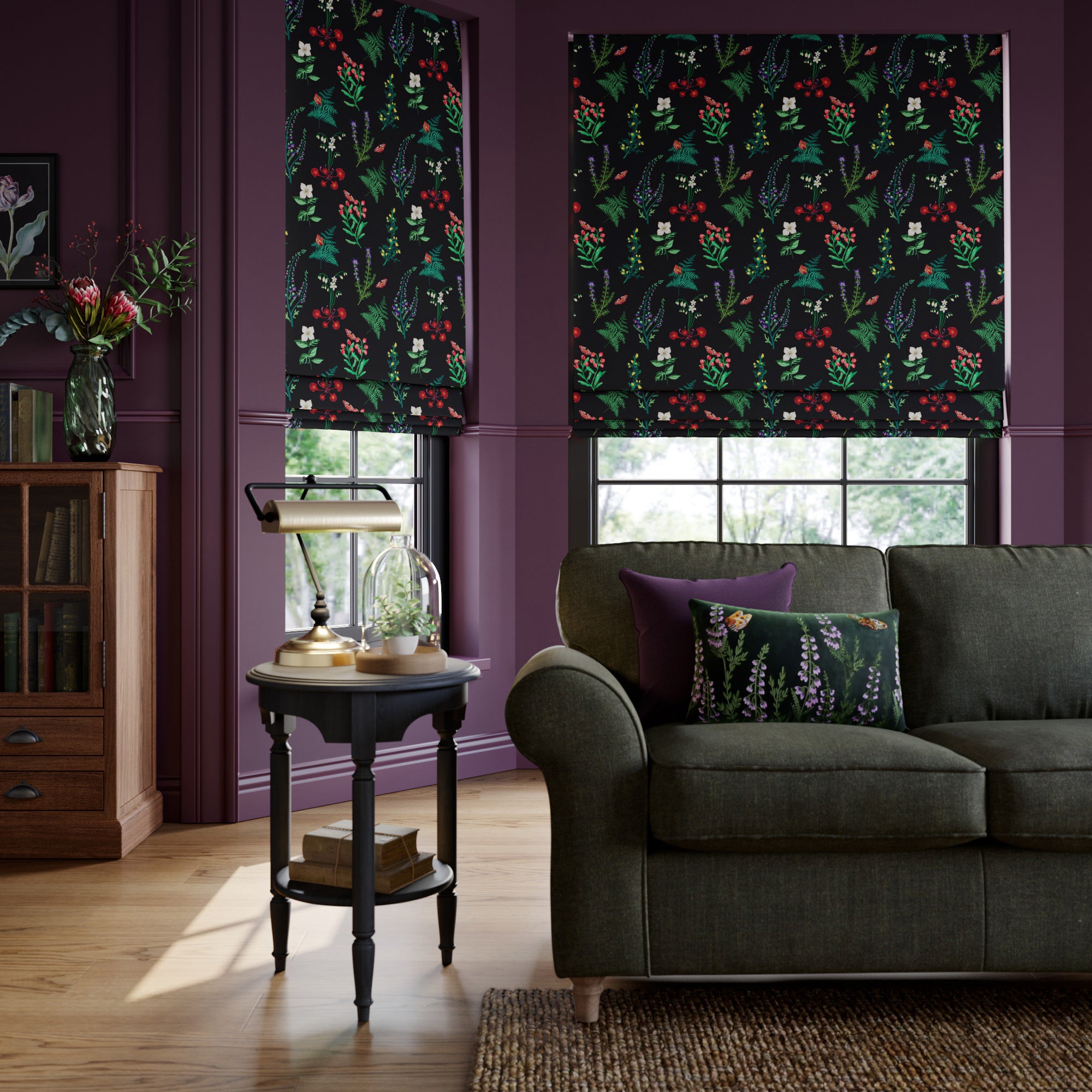 Moorland Velvet Made to Measure Roman Blind Moorland Velvet Black