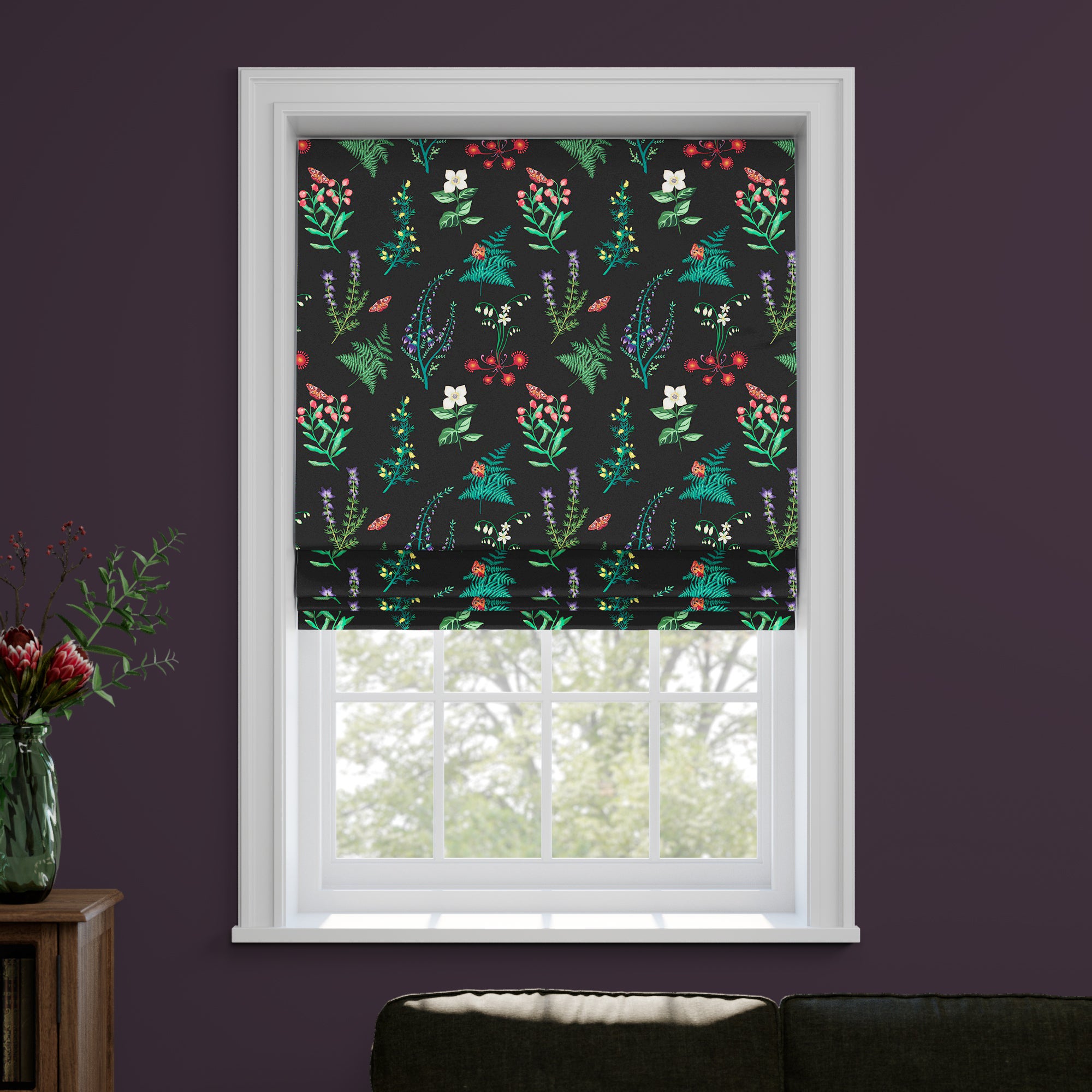 Moorland Velvet Made to Measure Roman Blind Moorland Velvet Black