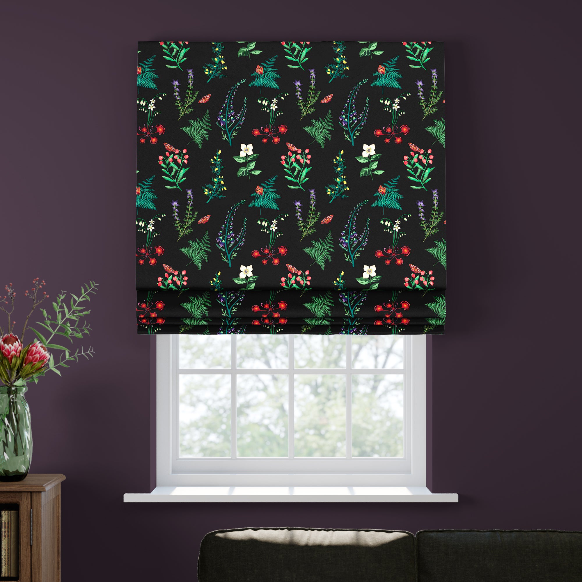 Moorland Velvet Made to Measure Roman Blind Moorland Velvet Black