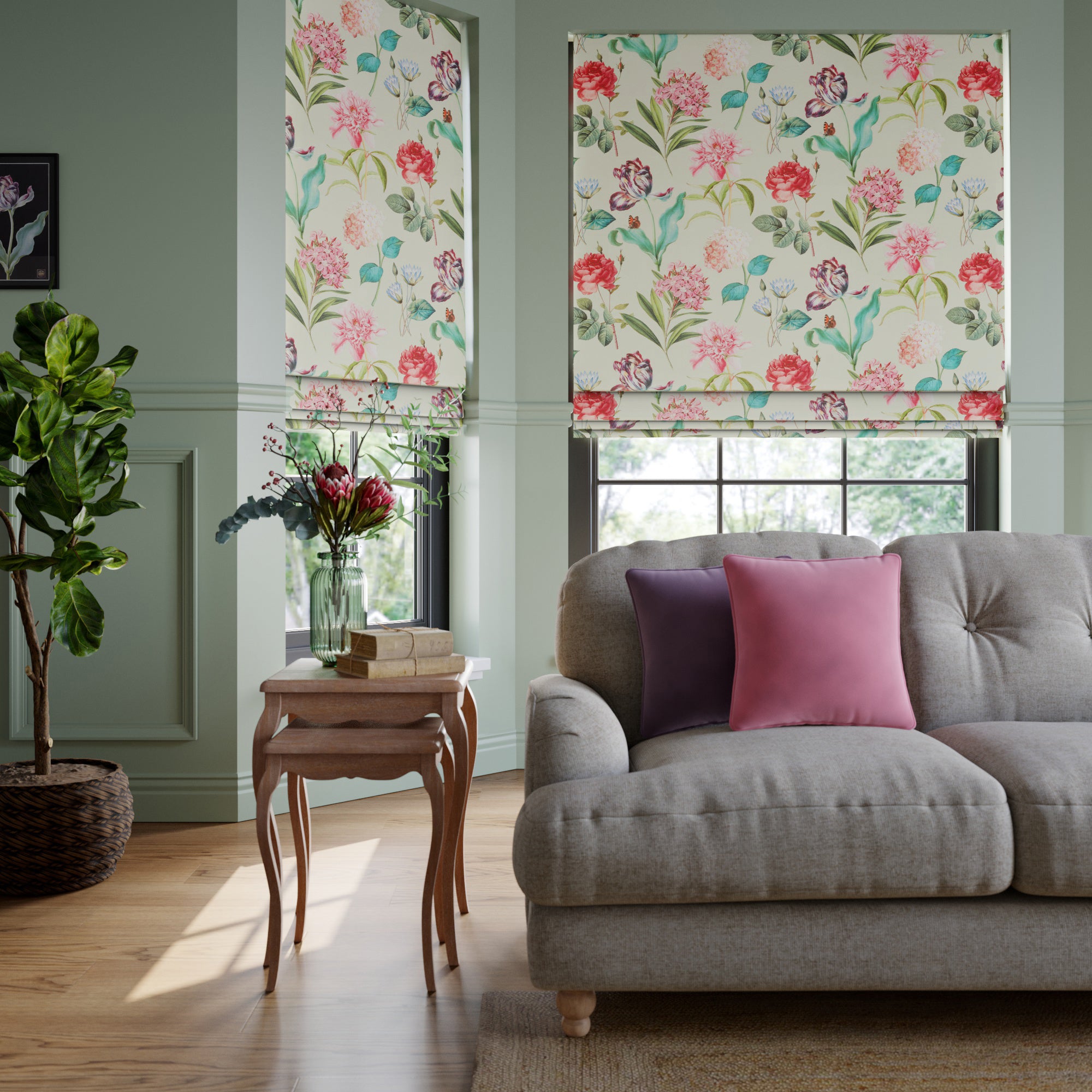 Botanical Garden Made to Measure Roman Blind Botanical Garden Sage