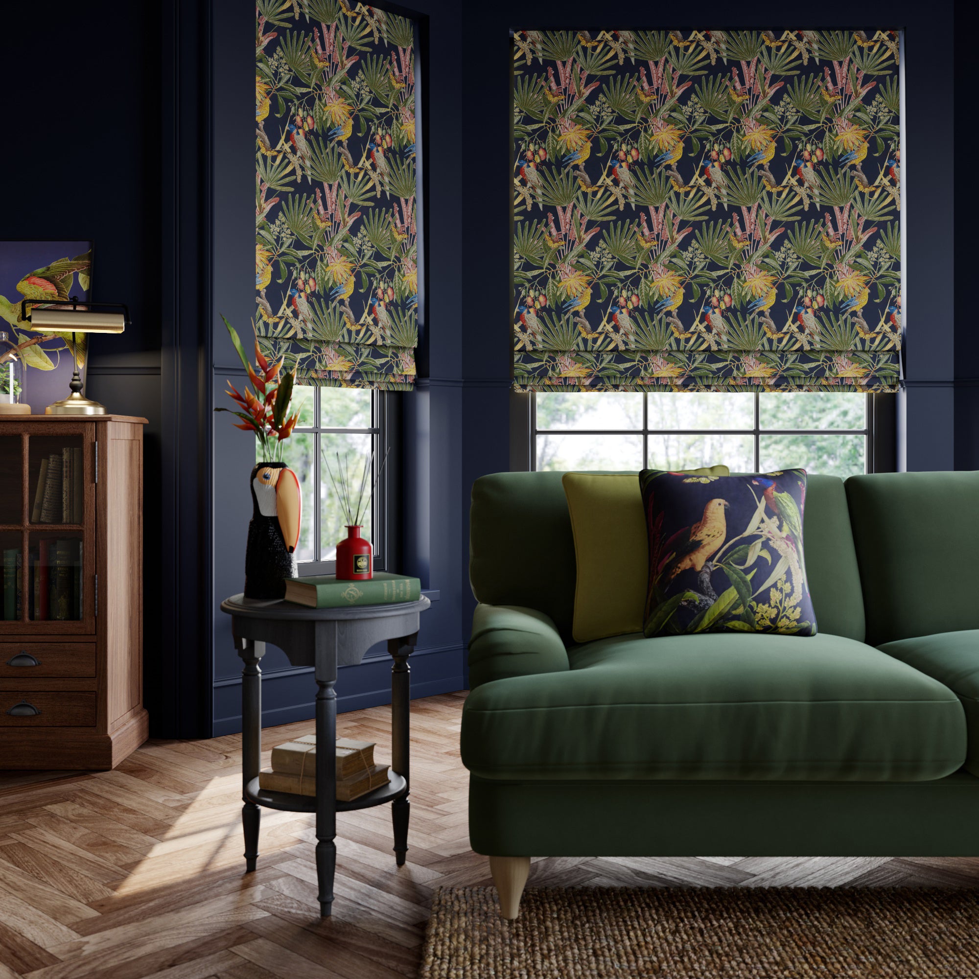 Tropical Treasures Made to Measure Roman Blind Tropical Treasures Navy