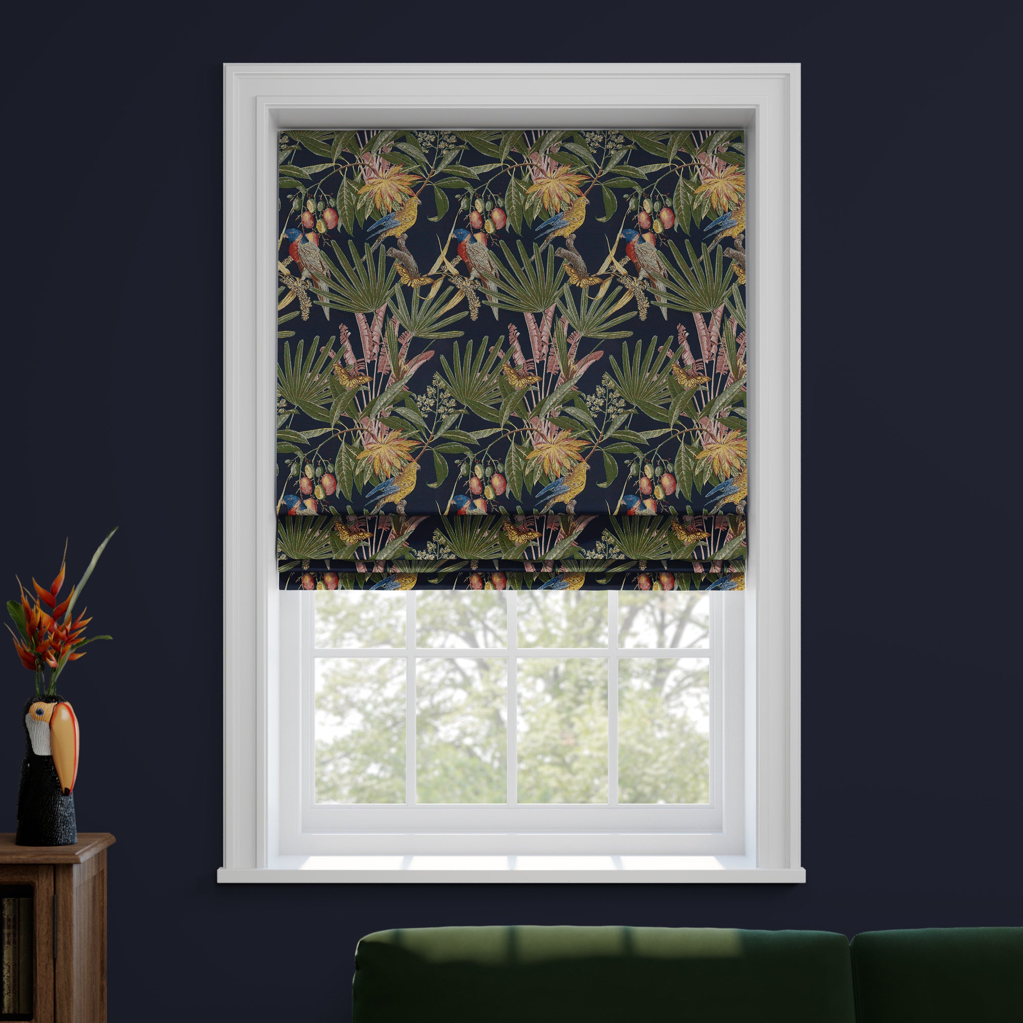 Tropical Treasures Made to Measure Roman Blind Tropical Treasures Navy