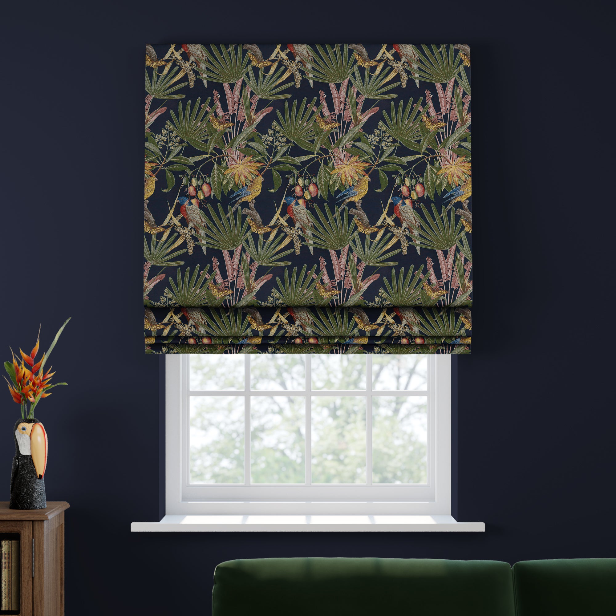 Tropical Treasures Made to Measure Roman Blind Tropical Treasures Navy